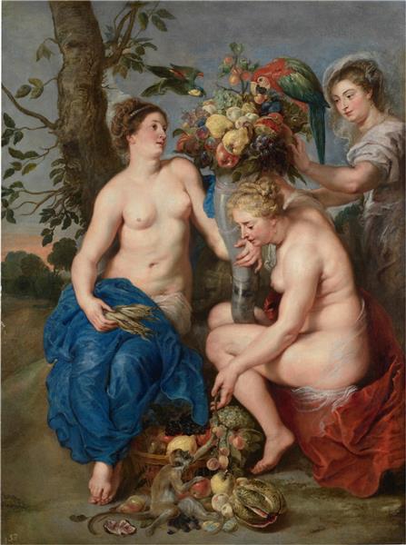 Tres Ninfas Con El Cuerno De Plety - 1617