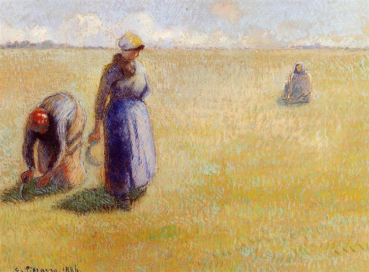 Three Women Cutting Grass - 1886