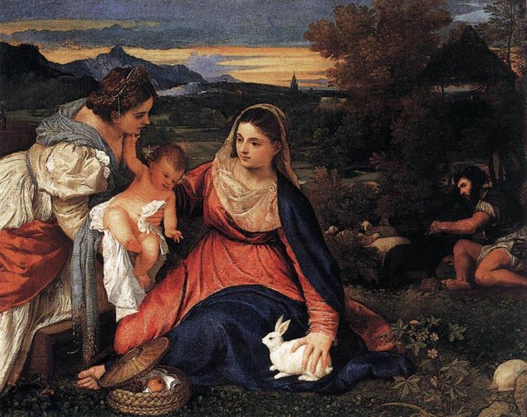 Vergine e il bambino con Santa Catalina e un coniglio - 1530