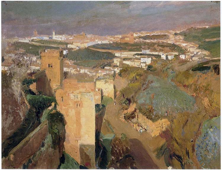 Torre de los Seven -Puente de la alhambra-格拉纳达 -  1910年