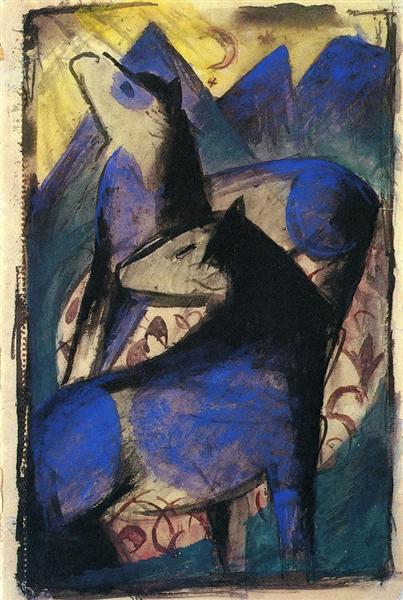 Zwei blaue Pferde - 1913