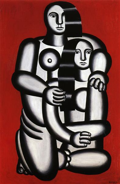 Two figures - naked on red background - 1923