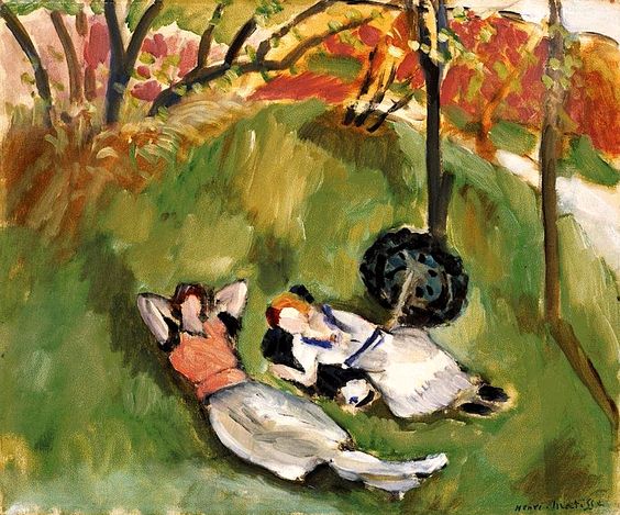 Two reclining figures in a landscape 1921 