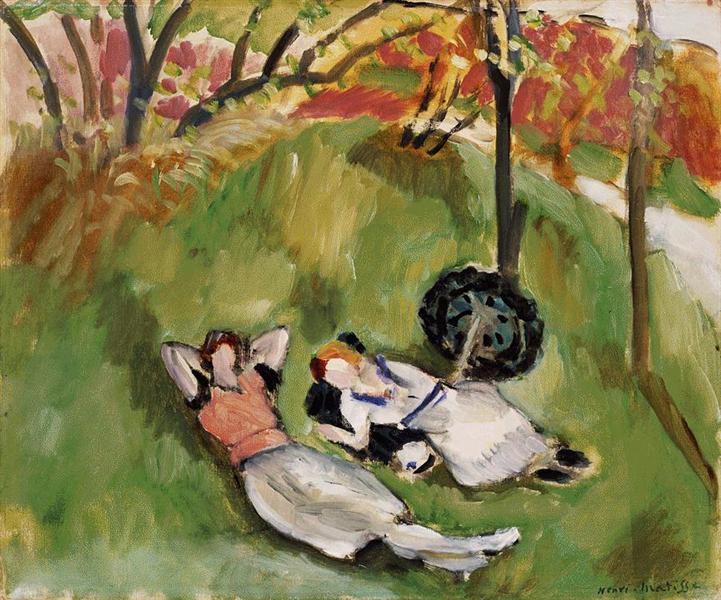 Two reclining figures in a landscape 1921 