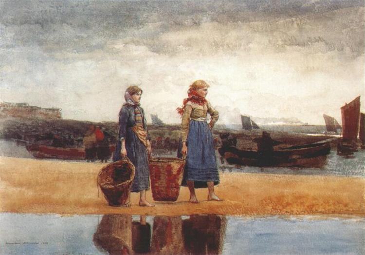 Two girls on the beach - Tynemouth - 1891