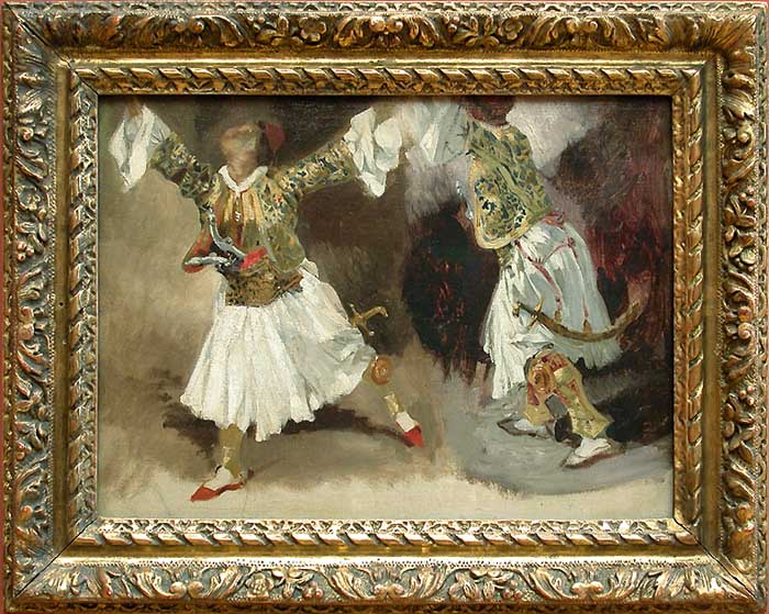 Two Dancing Greek Warriors (Souliotes Studio Costumes) - 1825