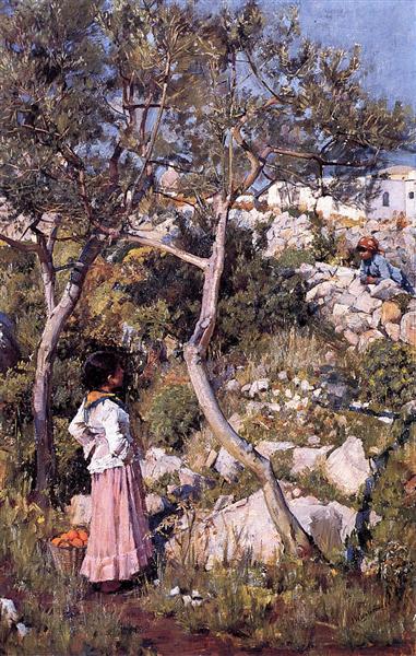 Two Italian Girls Near a Village - 1889