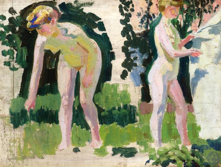 Two studies of an outdoor nude - 1907