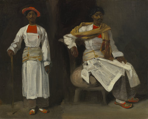 Deux vues sur un Indien de Calcutta: assis et debout - 1824