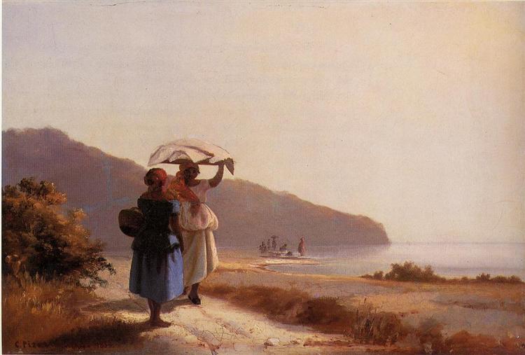 Two Women Chatting by the Sea - Saint Thomas - 1856