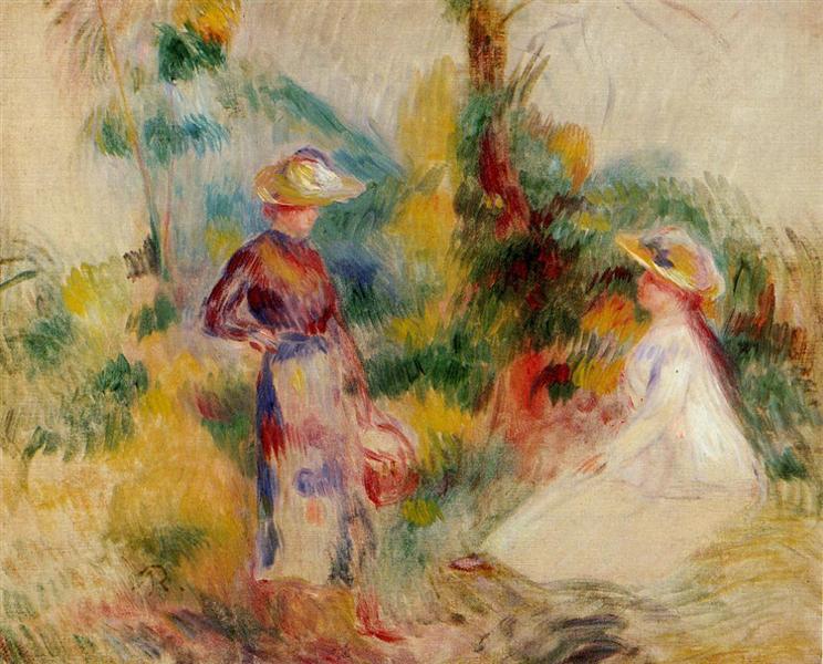 Two women in a garden - 1906