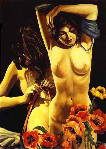 Two women with poppies - 1944