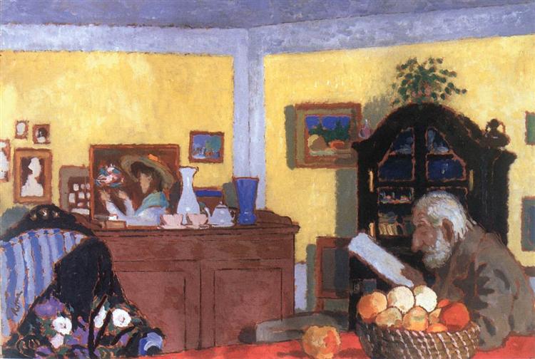 Uncle Piacsek in front of the black sideboard - 1906