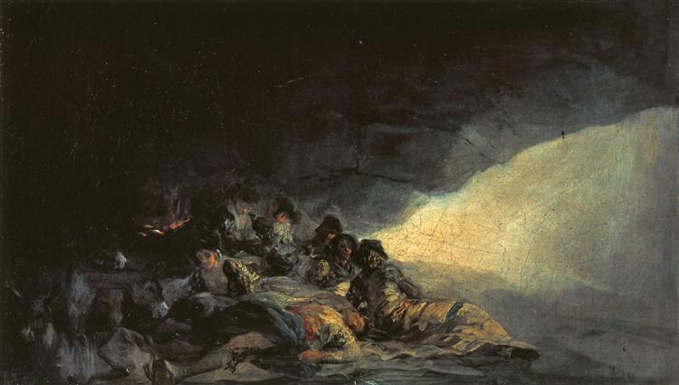 Vagabundos reposant dans une grotte - 1800