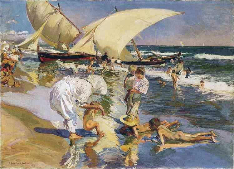 Valencia Beach in het ochtendlicht - 1908