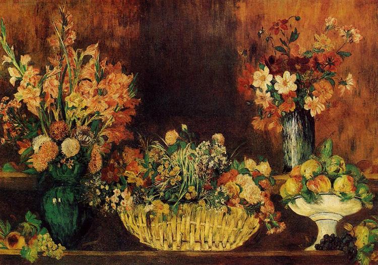 Jarrón - Cesta De Flores Y Frutas - 1890