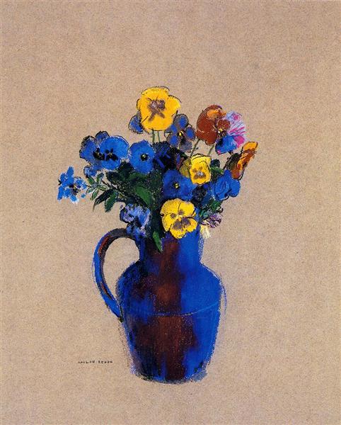 Vase of Pansies Flowers