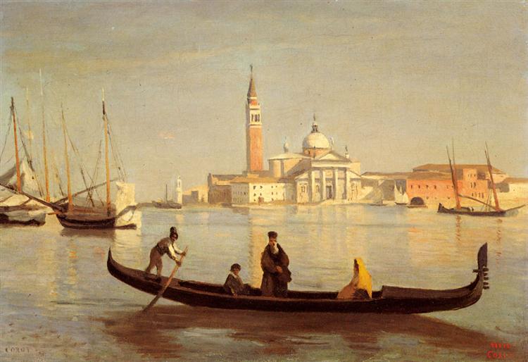 Gondole de Venise dans le Grand Canal - 1835