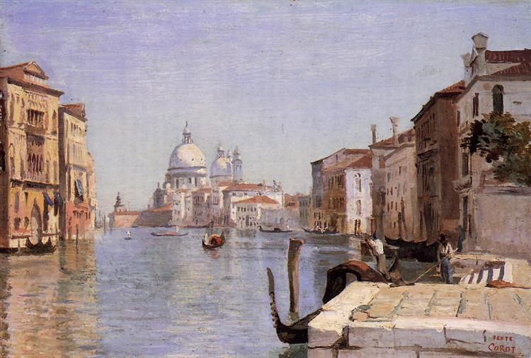 Venedig - Udsigt over Campo Della Carita, der kigger mod hilsenens kuppel - 1834