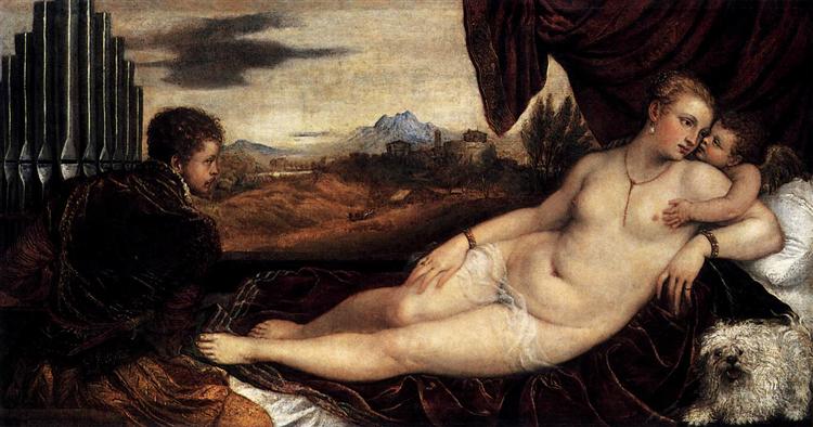 Venus en Cupido met een organist - 1549