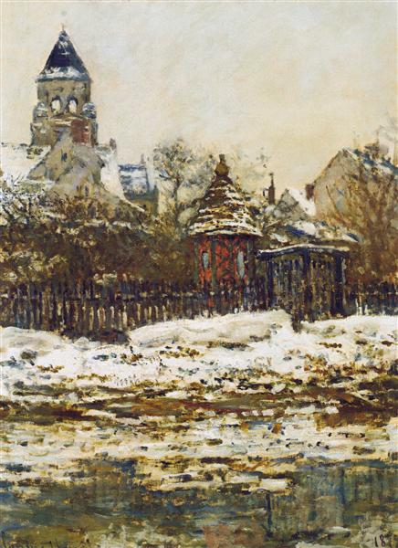 Vetheuil - L'église en hiver - 1879