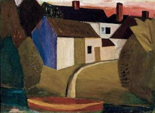 View of a town with a ship - 1923