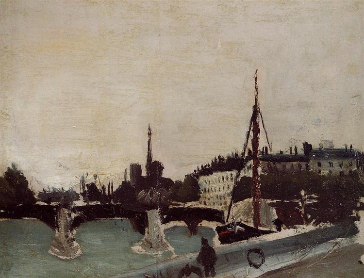 View of Saint Louis Island from the Quai Henri IV studio - 1909