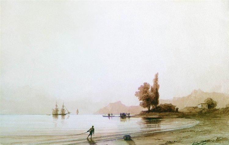 View on the rocky coast - 1845