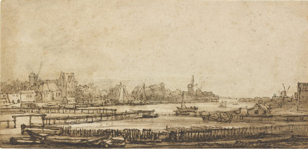 Vista sobre o Amstel da parede - 1650