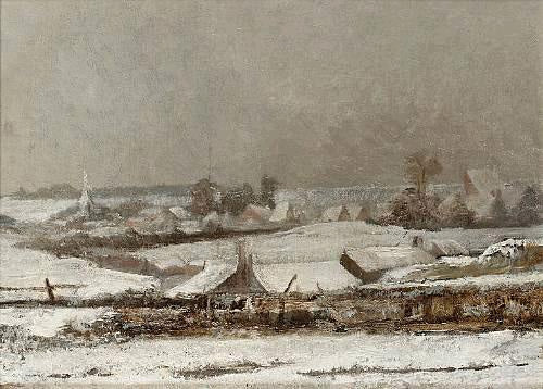 Pueblo Sous La Neige (Vallée De La Meuse) - 1878