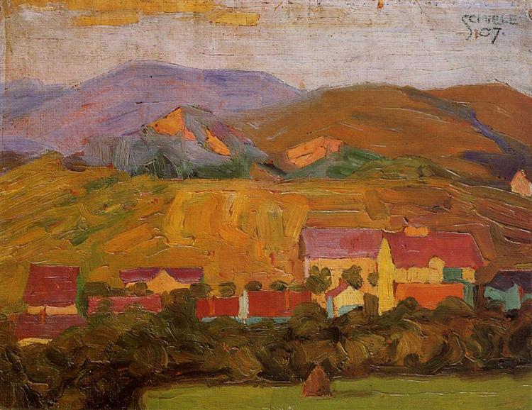 Pueblo Con Montañas - 1907