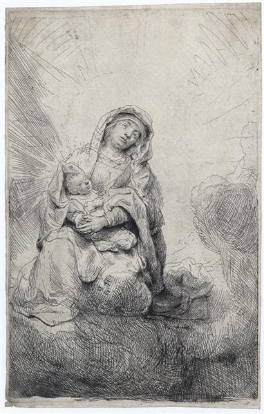 Vierge et enfant dans les nuages ​​- 1641