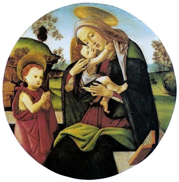 Vierge et l'enfant avec l'enfant San Juan Bautista - 1500