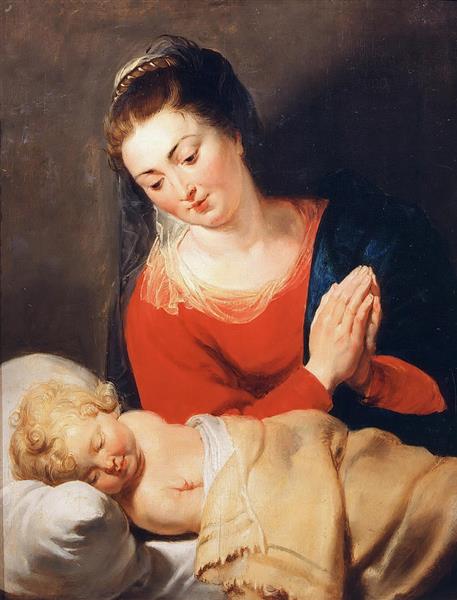 Vierge en adoration contre l'enfant Jésus - 1615