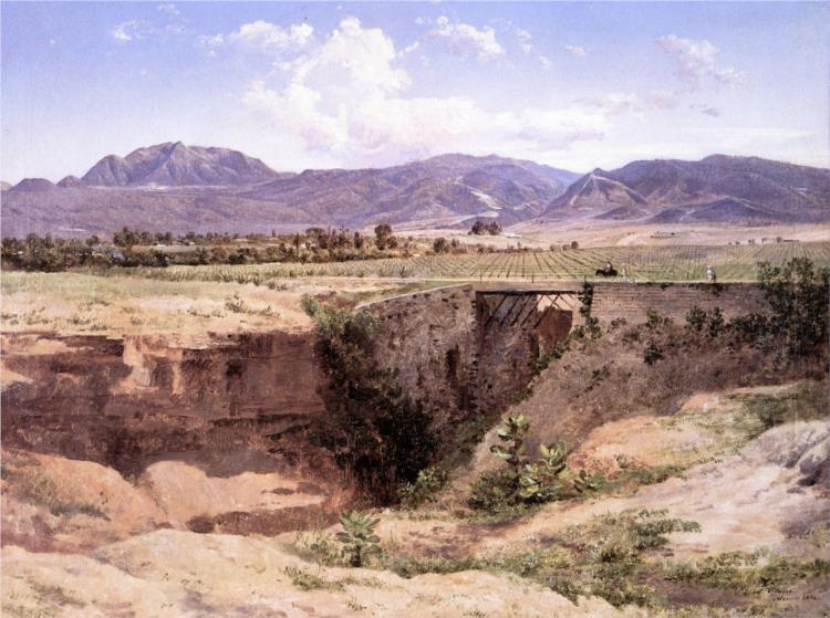 Vista in montagna dell'Ajusco e della città di San Ángel - da La Barranca del Muerto - 1894