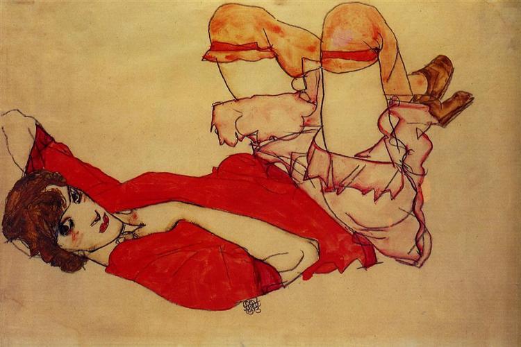 Wally with a red blouse - 1913