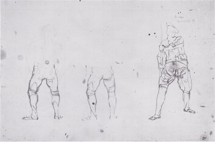 Warriors figures from behind and from forward - 1897