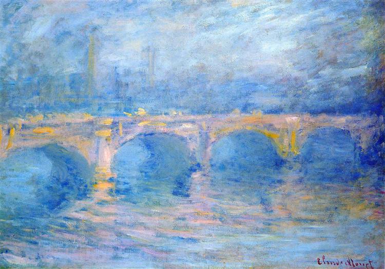 Ponte Waterloo ao pôr do sol - Efeito rosa - 1903