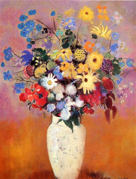 Weiße Vase mit Blumen - 1916