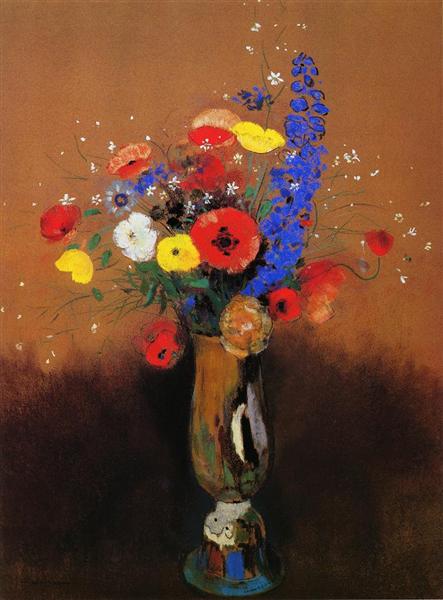 Fleurs sauvages dans un long vase à cou - 1912