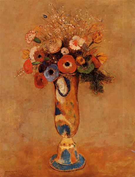 Fleurs sauvages dans un long vase à cou - 1912