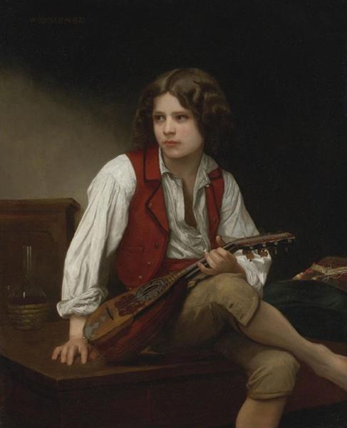 Italiensk barn med mandolin - 1870