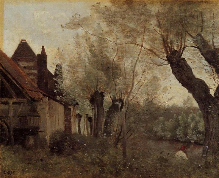 Willows and farmhouses in Santa Catalina Les Arras - 1871