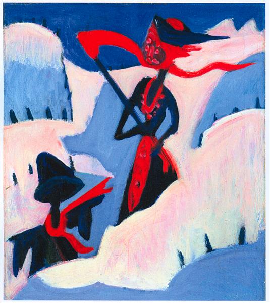 Sorcière et épouvantail dans la neige - 1932