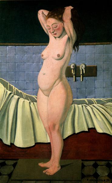 Donna che fissa i capelli in bagno - 1897