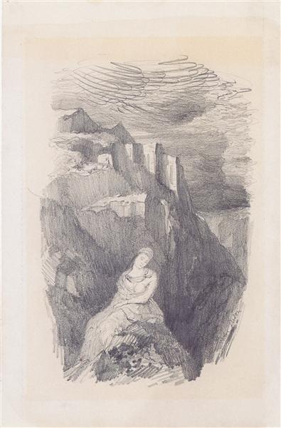 Woman and the Mountain Landscape - 1865