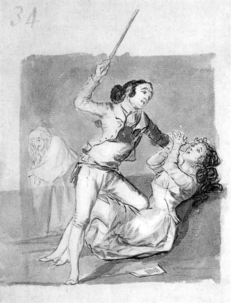 Woman Beaten With A Cane - 1797