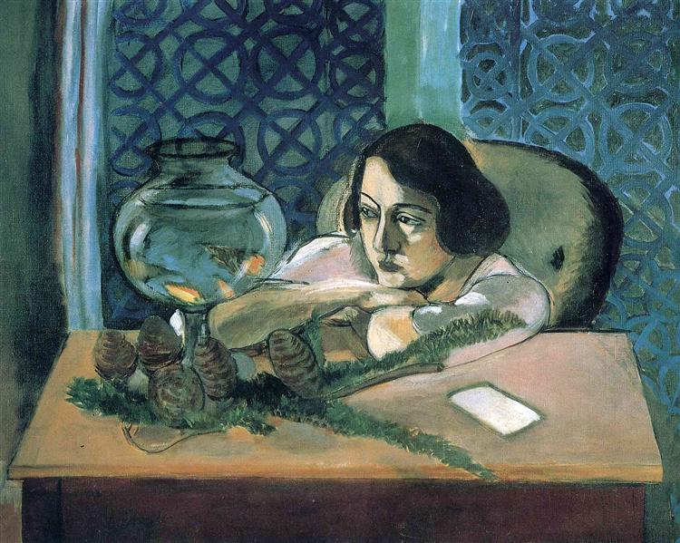 Donna prima di un pescebowl del 1922