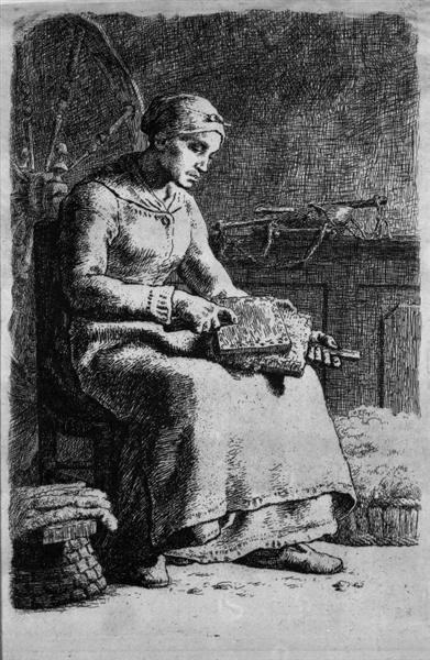 Mujer Cardando Lana - 1855