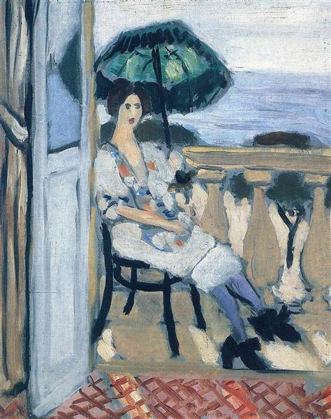 Woman holding umbrella 1919 